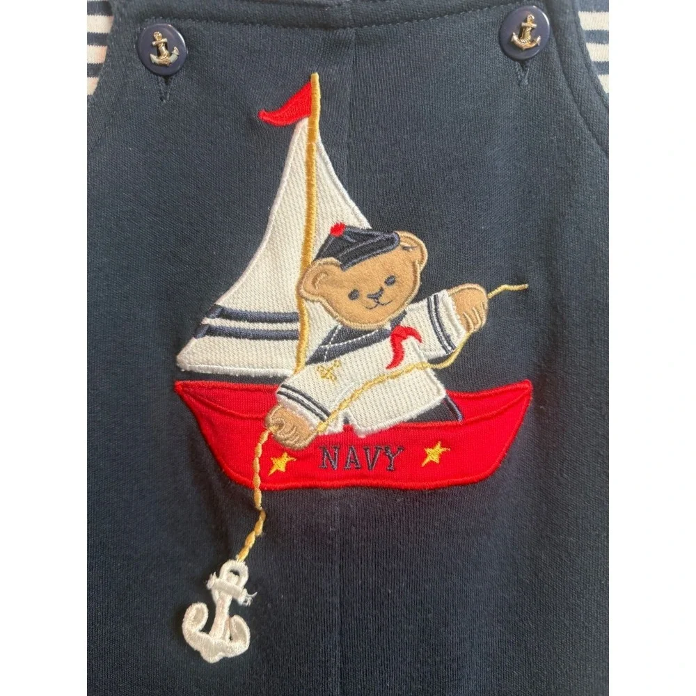 4. Vintage Good Lad Philadelphia Baby Boy Nautical Sailor Bear Shortall Set 18M